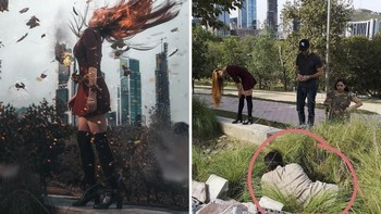 Demi mendapatkan foto sudut pandang yang tepat, fotografer harus rela tidur-tiduran seperti ini. (Foto: Instagram/omahi_)