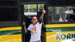 Bus Pendukung Jokowi-Maruf Amin Padati Tol Dalam Kota