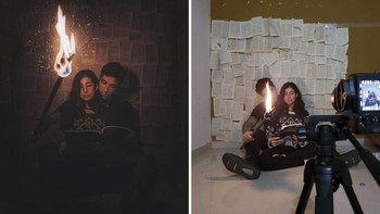 Menggunakan obor untuk foto yang lebih dramatis. (Foto: Instagram/omahi_)