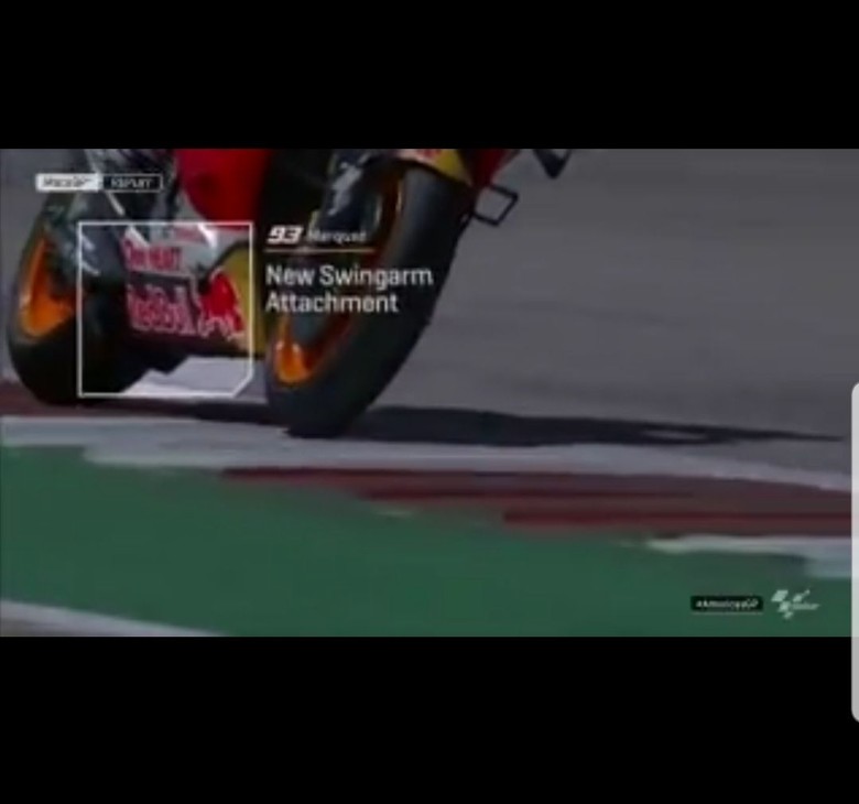 Marquez Copot Spoiler di Swingarm Motornya. Foto: instagram motogp Marquez Copot Spoiler di Swingarm Motornya. Foto: instagram motogp