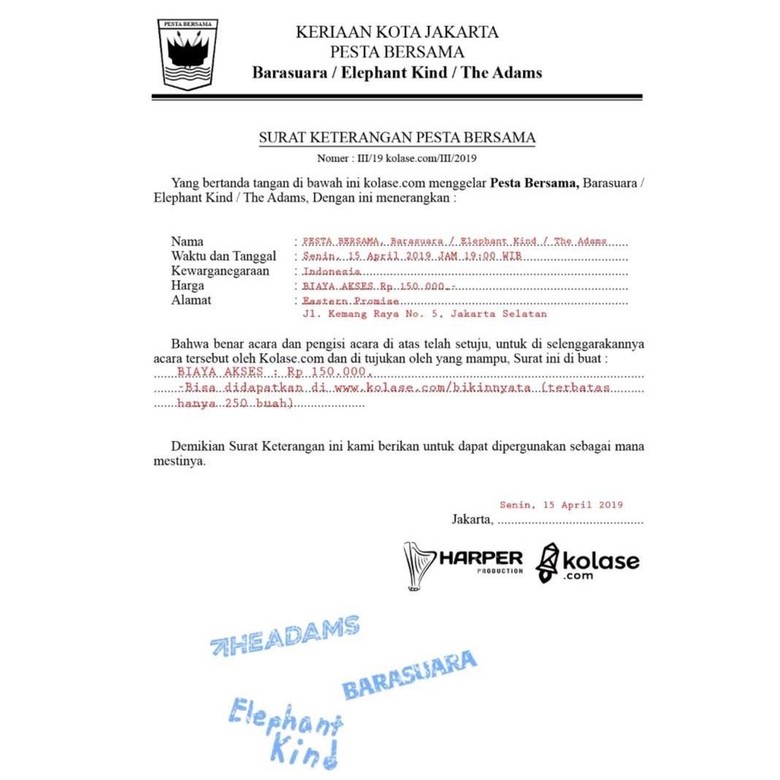 Barasuara, Elephant Kind dan The Adams Kirim Surat Keterangan Pesta Bersama Barasuara, Elephant Kind dan The Adams Kirim Surat Keterangan Pesta Bersama