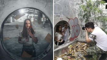 Omahi memanfaatkan lubang saluran air. Foto: Omahi