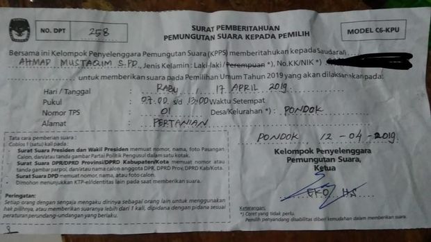 C6 kedua yang diterima Ahmad Mustaqim. 