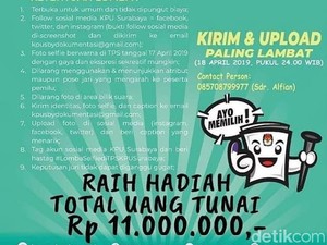 KPU Surabaya Gelar Lomba Selfie di TPS Berhadiah Total Rp 11 Juta