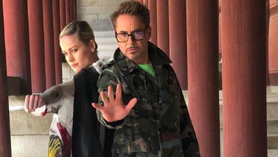 Foto: Gaya Captain Marvel dan Iron Man di Istana Korea