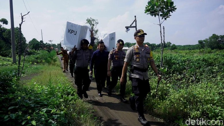Panggul Kotak Suara Susuri Hutan Bakau Demi Semua Bisa Berpesta Panggul Kotak Suara Susuri Hutan Bakau Demi Semua Bisa Berpesta