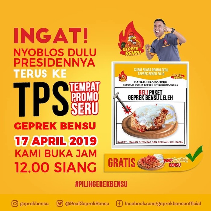 5 Restoran Artis Ini Tawarkan Promo Pemilu 17 April 2019 