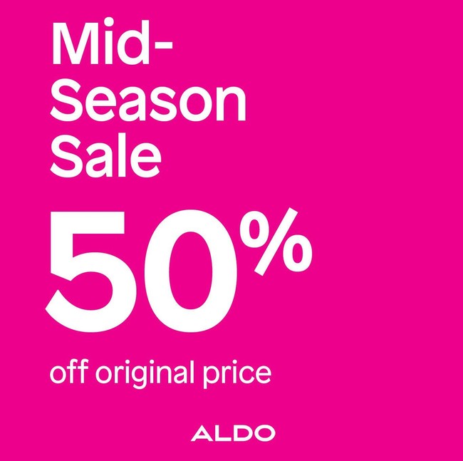 Aldo juga menawarkan potongan harga pada beragam produk sepatu. Retailer tersebut Anda bisa menemukan berbagai jenis alas kaki yang juga diskon 50% selama periode Mid-Season Sale di Grand Indonesia Skybridge Level 2. Foto: Instagram