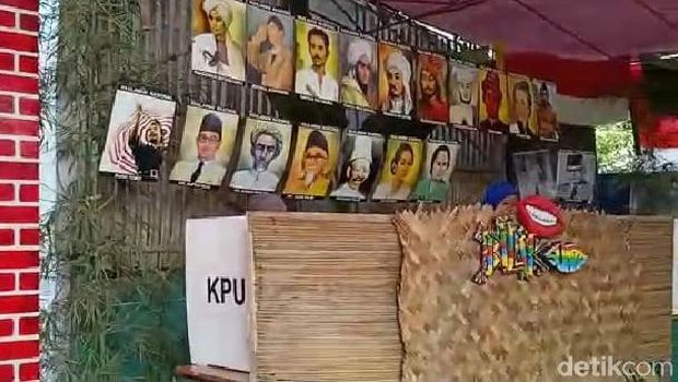 TPS bertema pahlawan nasional salah satu upaya memancing masyarakat datang mencoblos