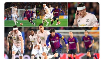 Dalam berita di Daily Mail, Gary Lineker sampai berkomentar bahwa bandana Jones sampai longgar saking dia kewalahan menghadapi Lionel Messi. Foto: istimewa