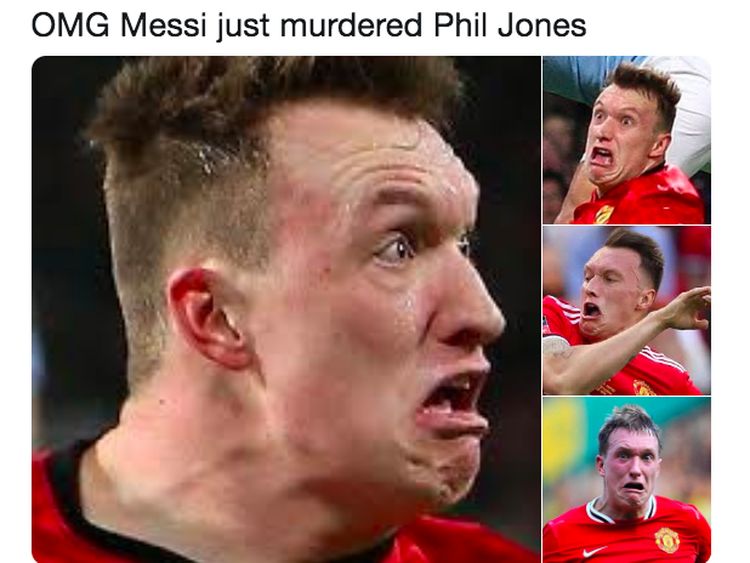 Phil Jones Dikerjai Lionel Messi Ramai Jadi Meme