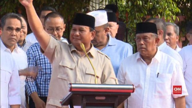 Capres nomor urut 02 Prabowo Subianto mengklaim kemenangan pada Pilpres 2019 berdasarkan hasil 'real count' internalnya.