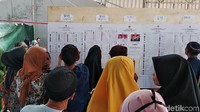 Sebelum masuk ke area TPS, mereka melihat daftar nama-nama caleg baik DPRD Kabupaten, Provinsi, DPR RI maupun DPD. Terpasang juga foto paslon capres-cawapres beserta visi misi masing-masing.