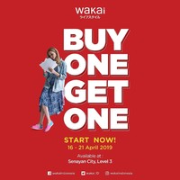 Anda juga bisa mendapati sepatu Wakai dengan promo menarik. Brand asal Jepang itu menghadirkan program Buy 1 Get 1 hingga 21 April. Penawaran berikut tersedia di Senayan City Level 3. Foto: Instagram