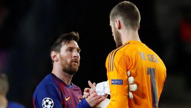 David de Gea dua kali gawangnya dijebol Lionel Messi