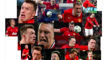 Beragam ekspresi Phil Jones yang dianggap menggelikan. Foto: istimewa