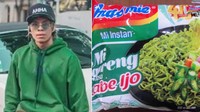 Dominasi warna hijau dari outfit Atta ini mewakili Mi Goreng Cabe Ijo. Kamu setuju? Foto: Twitter AgamaIndomie/ayik_ms