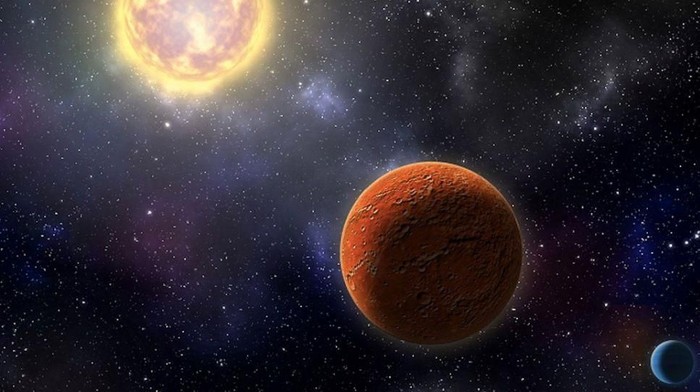 Ilustrasi HD 21749c, planet seukuran Bumi pertama yang ditemukan oleh Satelit Transit Exoplanet Survei NASA, serta saudara kandungnya, HD 21749b, berukuran sub-Neptunus. Foto: Robin Dienel, courtesy of the Carnegie Institution for Science Ilustrasi HD 21749c, planet seukuran Bumi pertama yang ditemukan oleh Satelit Transit Exoplanet Survei NASA, serta saudara kandungnya, HD 21749b, berukuran sub-Neptunus. Foto: Robin Dienel, courtesy of the Carnegie Institution for Science