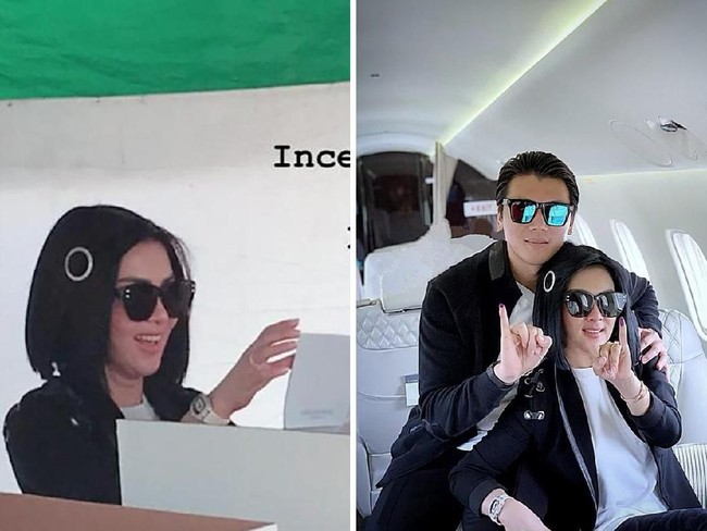 Syahrini mengunggah di Instagram Story aksinya saat mendatangi TPS tempatnya menyoblos di Bogor. Bergaya casual memakai kaus dan jaket, sentuhan mewah tetap diberikan Syahrini pada penampilannya ke TPS. Dia memakai jam tangan mewah merek Richard Mille. Jam tangan yang dihiasi berlian itu harganya mencapai US$ 134.888 atau sekitar Rp 1,8 miliar. Foto: Instagram