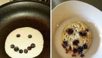 Siapa yang mau sarapan dengan blueberry pancake? Pancake satu ini punya tampilan menyeramkan, yang justru mengundang gelak tawa. Foto: Istimewa