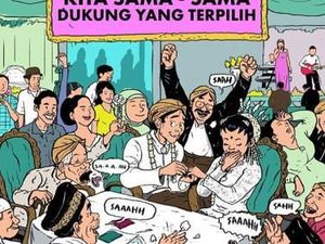 Kocak! Ilustrasi Pasangan Menikah Ini Simbol Pemilu yang Damai