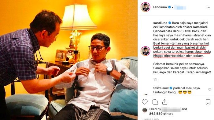 Sandiaga Uno absen olahraga (Foto: instagram) Sandiaga Uno absen olahraga (Foto: instagram)
