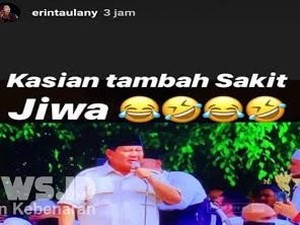 Heboh karena Dianggap Hina Prabowo, Erin Taulany Tak Ada di Rumah