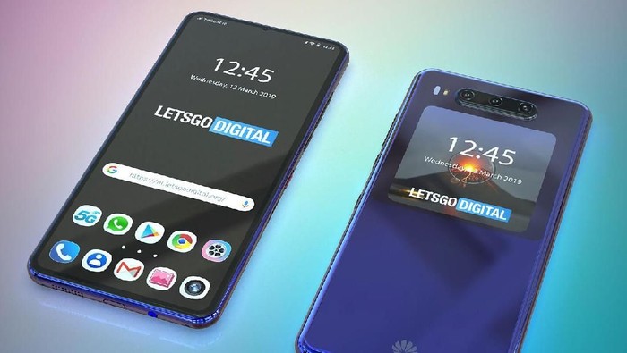 Reka wujud ponsel dua layar Huawei. (Foto: Dok. LetsGoDigital) Reka wujud ponsel dua layar Huawei. (Foto: Dok. LetsGoDigital)