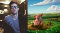 Brandon Urie memilih menjadi seekor babi yang sedang bermain lumpur. Dok. Ist