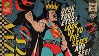 Dengan memakai tokoh sekaligus frontman band tersebut, ia mewujudkan gaya komik retro yang dibubuhi lirik lagu Queen. Dok. Instagram/thebutcherbilly