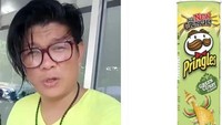 Pakai baju warna hijau terang. Netizen langsung menyebut Andika mirip dengan Pringles rasa Green Curry, keluaran Thailand. Foto: Twitter @MISSARAP