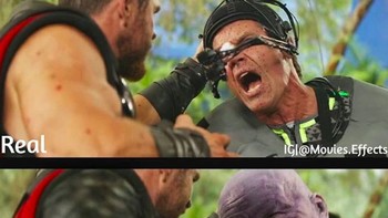 Adegan pertarungan Thanos dengan Thor. (Foto: Instagram/movies.effects)