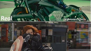 Aksi keren Black Widow didukung dengan green screen. (Foto: Instagram/movies.effects)
