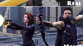 Aksi tembak dan memanah dari Black Widow. (Foto: Instagram/movies.effects)