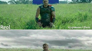Adegan Thor seolah di padang rumput yang luas. (Foto: Instagram/movies.effects)