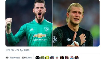 Ada netizen bikin polling bagus mana sekarang antara de Gea dan Karius. Hasilnya lumayan imbang. Foto: istimewa