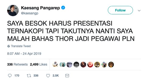 Gara-gara Avengers: Endgame, Kaesang Mimpi Thor Masuk PLN 