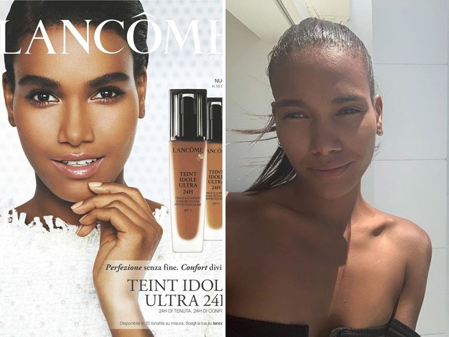Arlenis Sosa juga tampil memikat dalam iklan Lancôme. Wajahnya pun tak terlihat berbeda jauh dari kesehariannya namun memang lebih real. Foto: Instagram