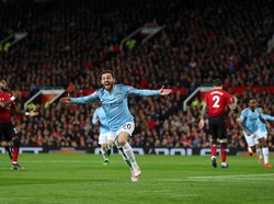 City bisa mencetak gol pada menit ke-54. Tendangan kaki kiri Bernardo Silva menghujam deras ke kiri bawah gawang MU. (Foto: Catherine Ivill/Getty Images)