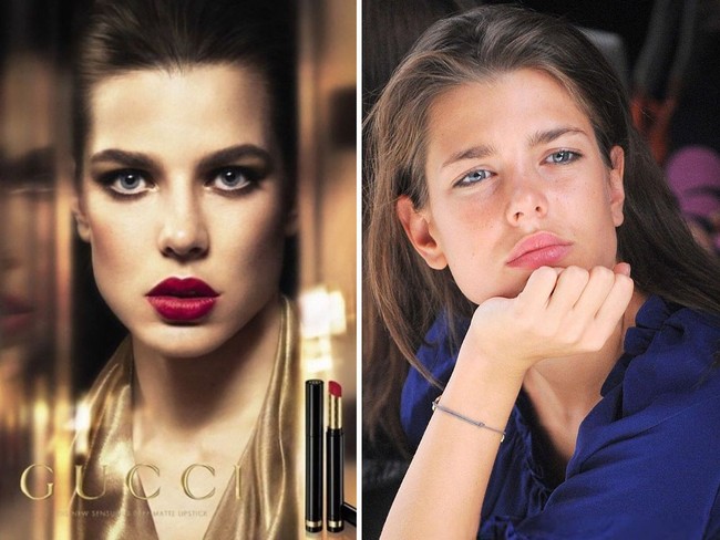 Model Charlotte Casiraghi tampil bak model meski tanpa makeup. Bahkan ketika tampil di acara fashion, ia terlihat seperti tak pakai riasan. Ketika tampil di iklan Gucci dengan makeup tebal, lebih fierce. Foto: Instagram