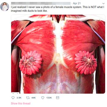 Unggahan ini viral karena membuat 'kelenjar susu' tampak menyeramkan.