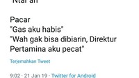 Memang wajar memberi perhatian pada kekasih tapi kalau sudah berlebihan maka layak disebut bucin alias budak cinta. Lelucon ini kemudian dimanfaatkan oleh para pengguna twitter untuk dijadikan bacan candaan.  Foto: twitter