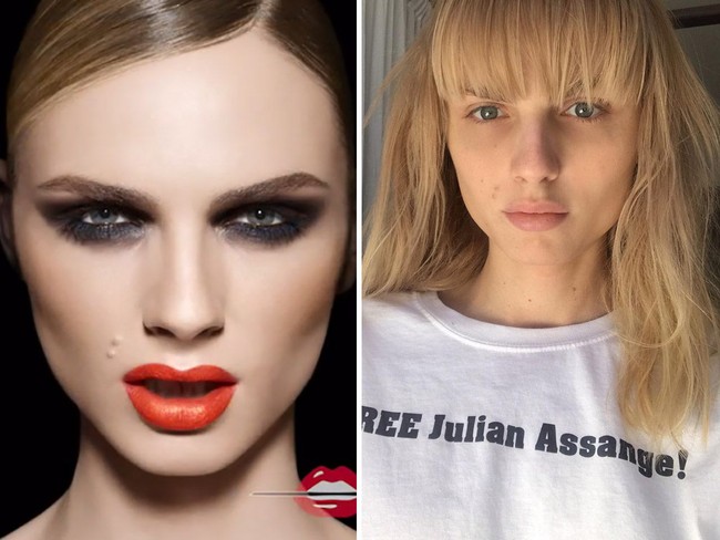Model transgender Andreja Pejić punya tipe wajah yang cantik. Saat menjadi model Make Up For Ever, ia tampil lebih fierce dengan makeup dramatis. Foto: Instagram