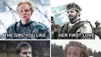 Banyak para penonton Game of Thrones yang tertarik dengan kisah cinta Tormund (Kristofer Hivju) kepada Brienne (Gwendoline Christie). Dok. Ist