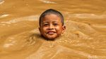 Penampakan Ketinggian Banjir di Sungai Ciliwung