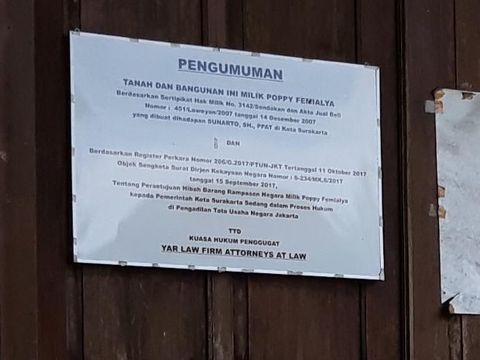 Putri Djoko Susilo Pasang Pengumuman Rumah yang Dirampas Negara Miliknya