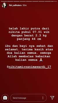 Selamat! Nikita Mirzani Lahirkan Anak Ketiga