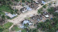 Begini penampakan udara dahsyatnya Badai Kenneth yang menerjang Mozambik. OCHA/Saviano Abreu/via REUTERS.