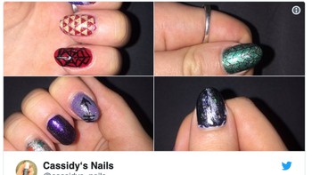 Netizen yang satu ini memamerkan nail art yang terinspirasi dari Avengers: Endgame. (Foto: Internet/Twitter)