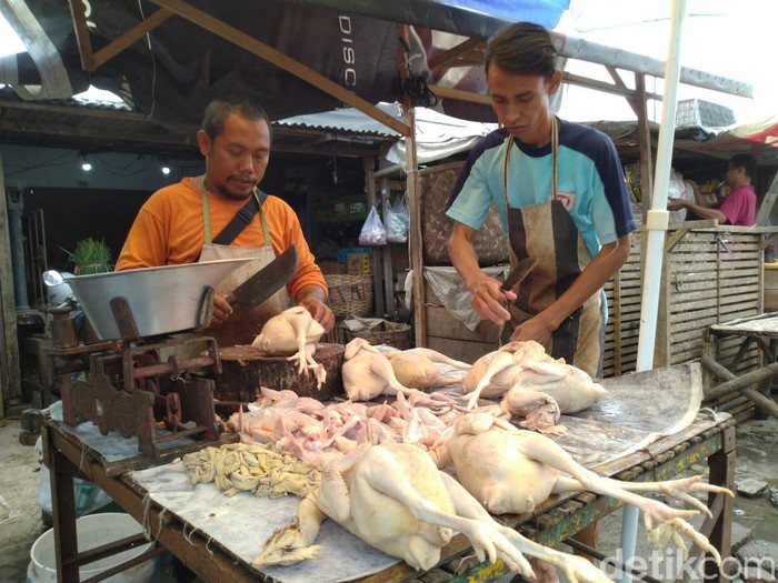 pedagang ayam broiler di Pasar Tanjung Anyar, Kota Mojokerto